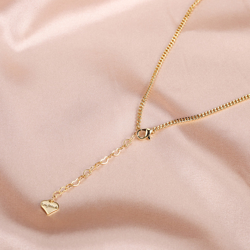 Lucky Key & Keyhole Necklace – Gold Chain with Rhinestone Details