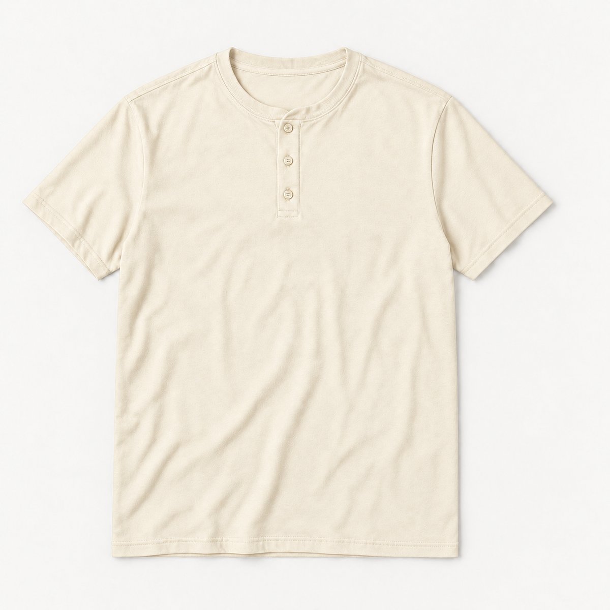 Black Henley Tee - Cream