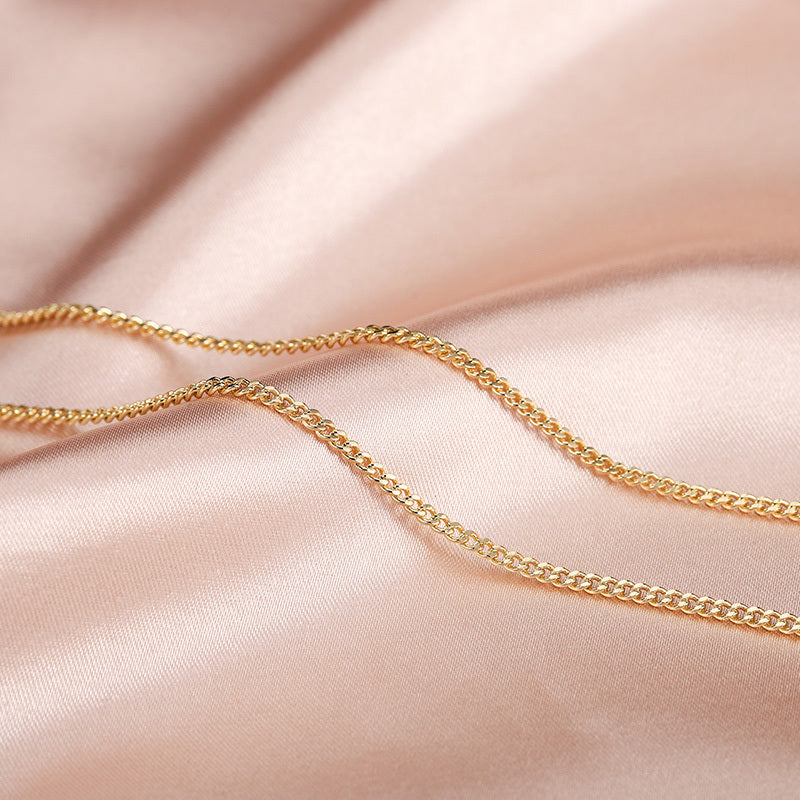 Lucky Key & Keyhole Necklace – Gold Chain with Rhinestone Details