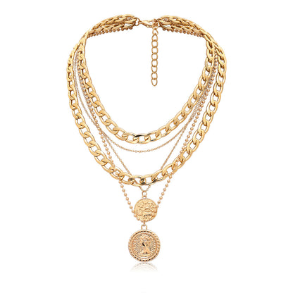 Layered Gold Chain Necklace with Cross – Minimalist Jewelry