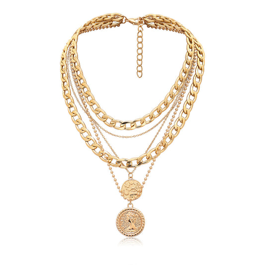 Layered Gold Chain Necklace with Cross – Minimalist Jewelry