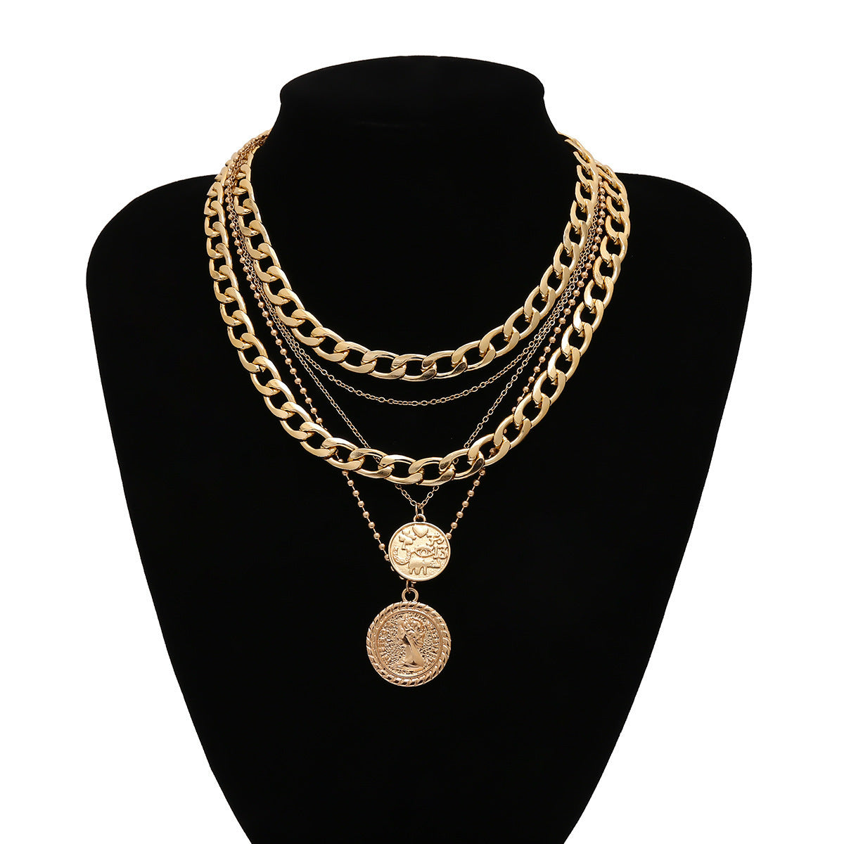 Layered Gold Chain Necklace with Cross – Minimalist Jewelry