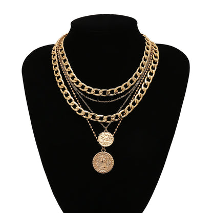 Layered Gold Chain Necklace with Cross – Minimalist Jewelry
