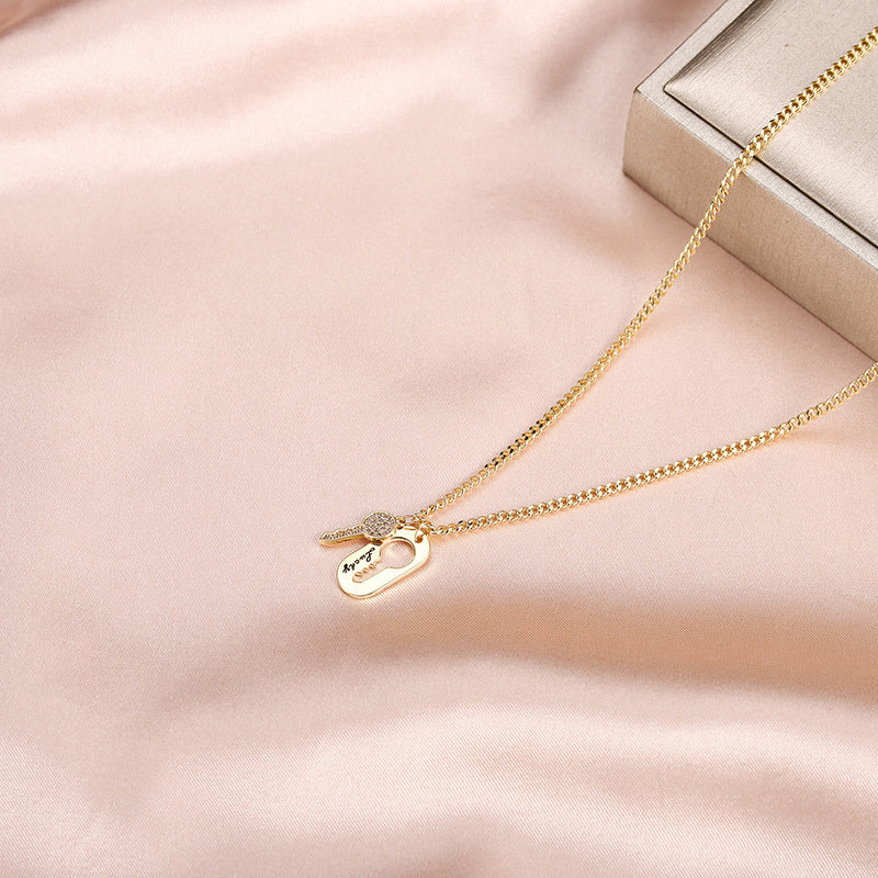 Lucky Key & Keyhole Necklace – Gold Chain with Rhinestone Details