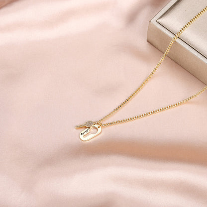Lucky Key & Keyhole Necklace – Gold Chain with Rhinestone Details