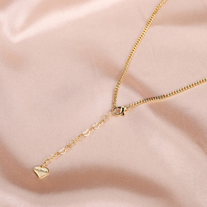 Lucky Key & Keyhole Necklace – Gold Chain with Rhinestone Details