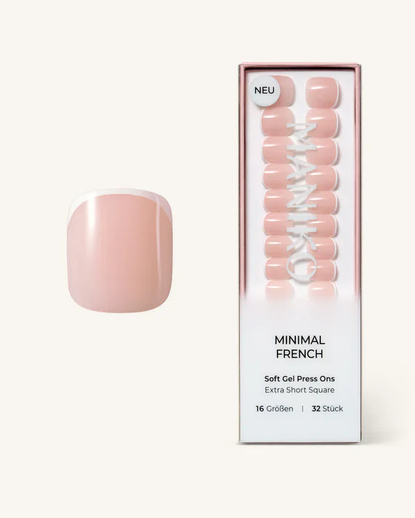 Minimal French (Extra Short, Square) - Soft Gel Press Ons