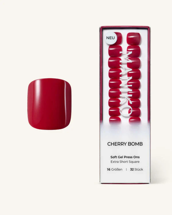 Cherry Bomb (Extra Short, Square) - Soft Gel Press Ons