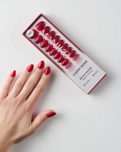 Cherry Bomb (Medium, Round) - Soft Gel Press Ons