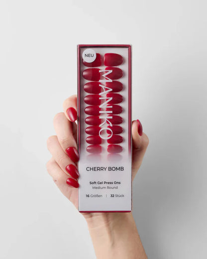 Cherry Bomb (Medium, Round) - Soft Gel Press Ons