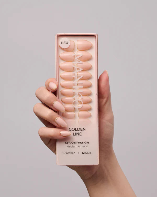 Golden Line (Medium, Almond) - Soft Gel Press Ons