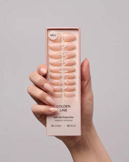 Golden Line (Medium, Almond) - Soft Gel Press Ons