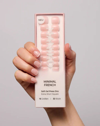 Minimal French (Extra Short, Square) - Soft Gel Press Ons