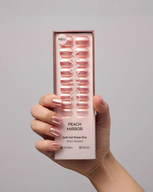 Peach Mirror (Short, Square) - Soft Gel Press Ons