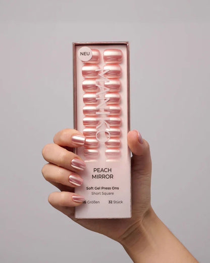 Peach Mirror (Short, Square) - Soft Gel Press Ons