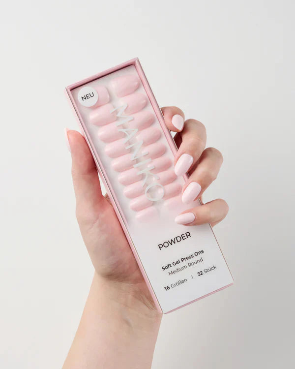 Powder (Medium, Round) - Soft Gel Press Ons