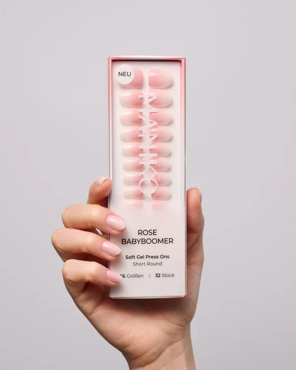 Rose Babyboomer (Short, Round) - Soft Gel Press Ons