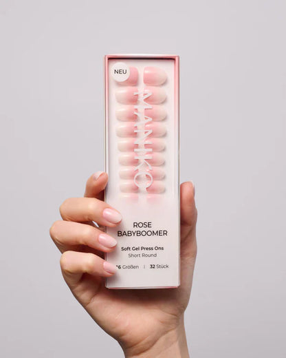 Rose Babyboomer (Short, Round) - Soft Gel Press Ons