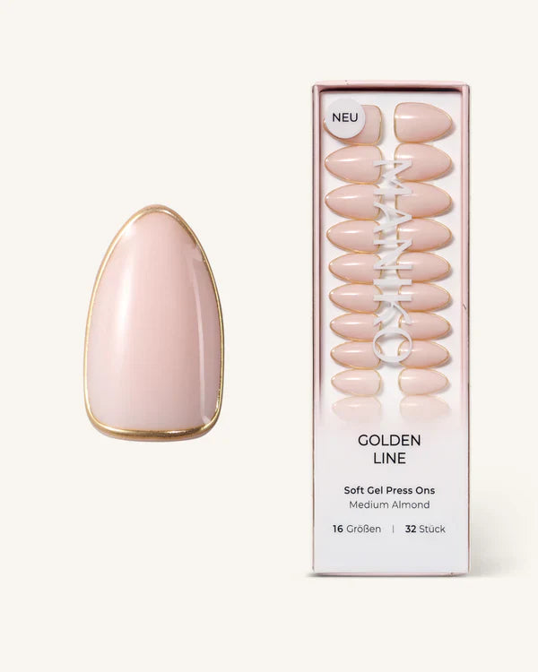 Golden Line (Medium, Almond) - Soft Gel Press Ons