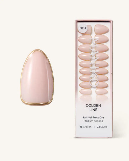 Golden Line (Medium, Almond) - Soft Gel Press Ons