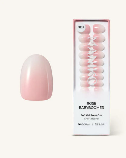 Rose Babyboomer (Short, Round) - Soft Gel Press Ons