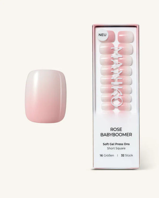 Rose Babyboomer (Short, Square) - Soft Gel Press Ons