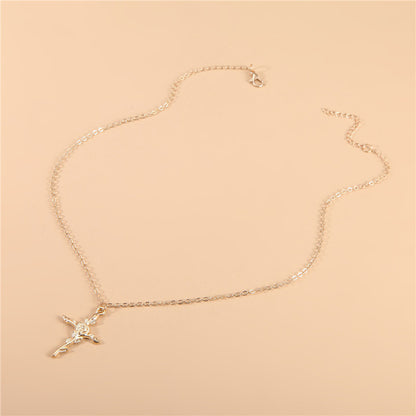 Alloy Rose Cross Pendant Necklace Earrings Earrings Necklace