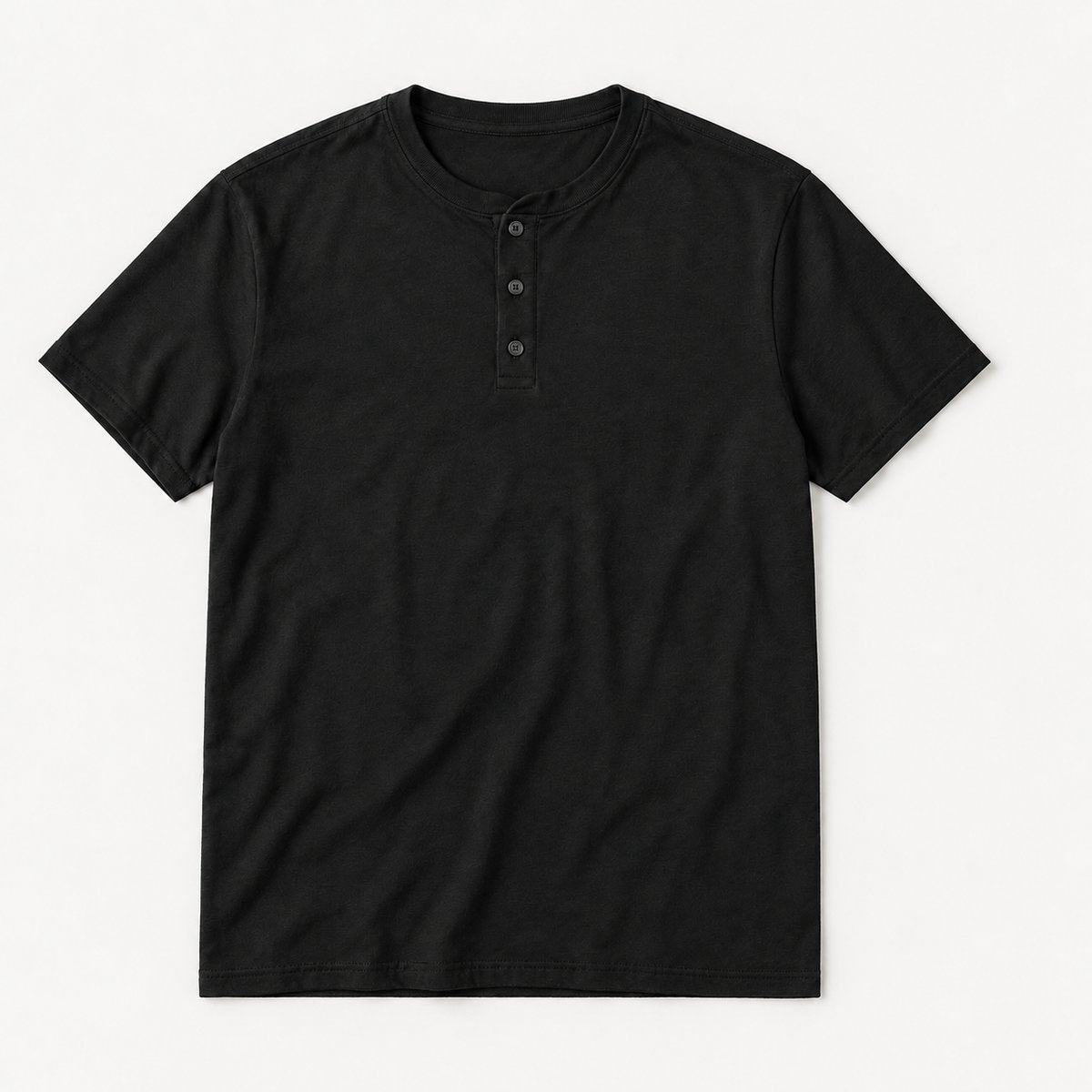 Black Henley Tee - Black