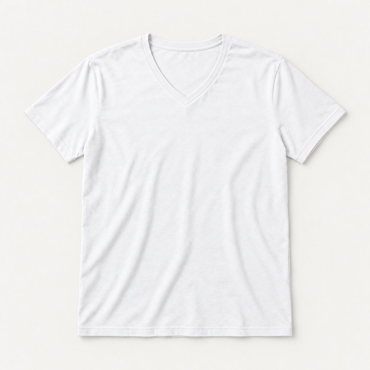 Navy V-Neck Tee - White