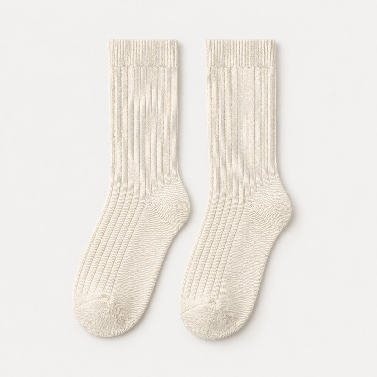 Ribbed Crew Socks - Cream