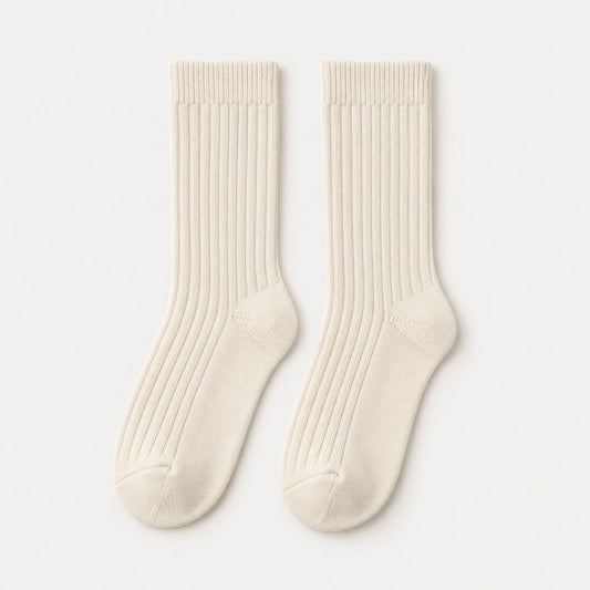 Ribbed Crew Socks - Cream