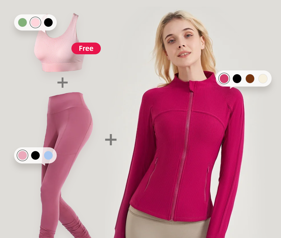 Complete Yoga Look: Jacket + Pants + Free Sports Bra
